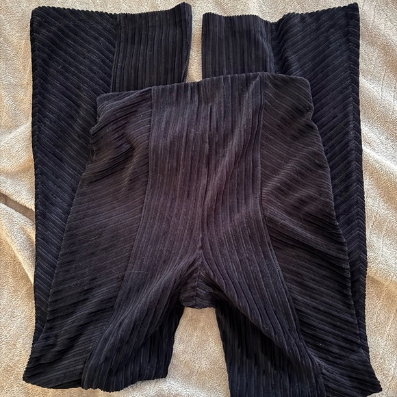 Free People Black Velvet Striped Pants - Picture 4 of 5